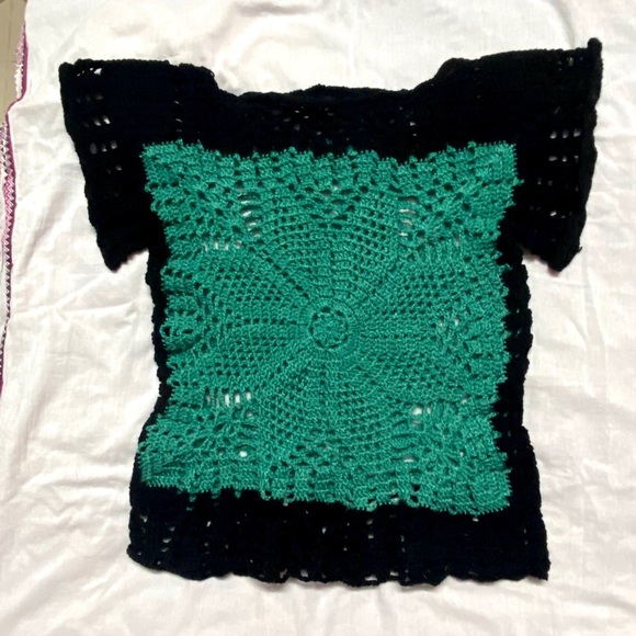Acrylic Woolen Pullover Top for Woman (Sea Green and Black, Large) - Picture 6 of 9